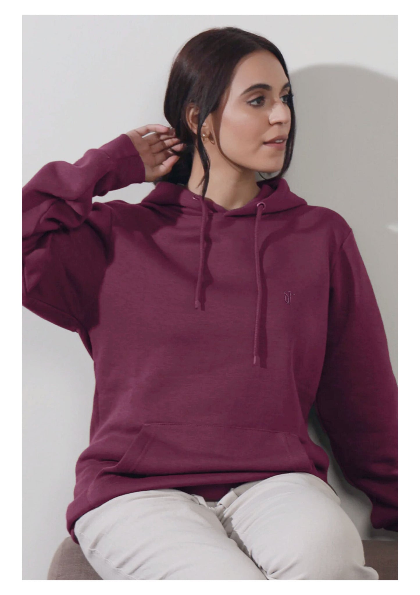 Burgundy Premium Quality Stitchers Logo Hoodie For Unisex Winter Outfit